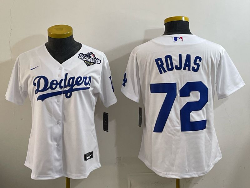 Women 2026 Nike Los Angeles Dodgers #72 Rojas White Game MLB Jersey 03
